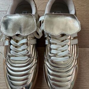 Steve Madden Madrid Gold Quilted Lace-Up Sneakers